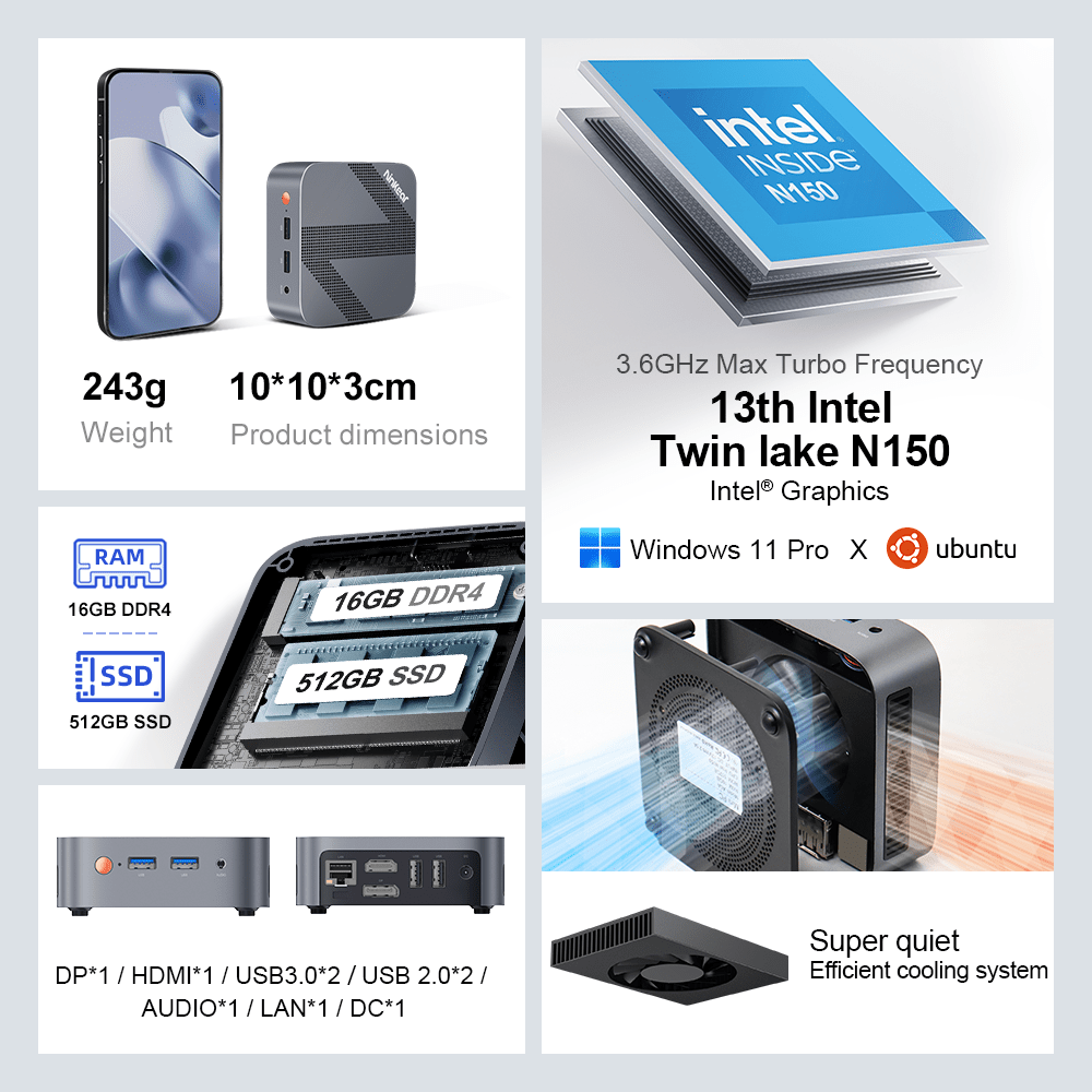 Ninkear MBOX 11 MINI PC Intel N150 Compact & Ultra-Quiet - Ninkear.com