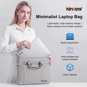 Ninkear Minimalist Laptop Handbag - Waterproof Shockproof Case with Pockets & Handle