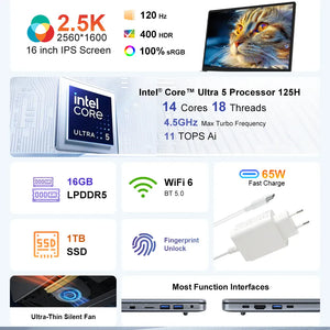 Ninkear N16 Pro Intel® Core™ Ultra 5 125H  High Performance Laptop for Professional Work