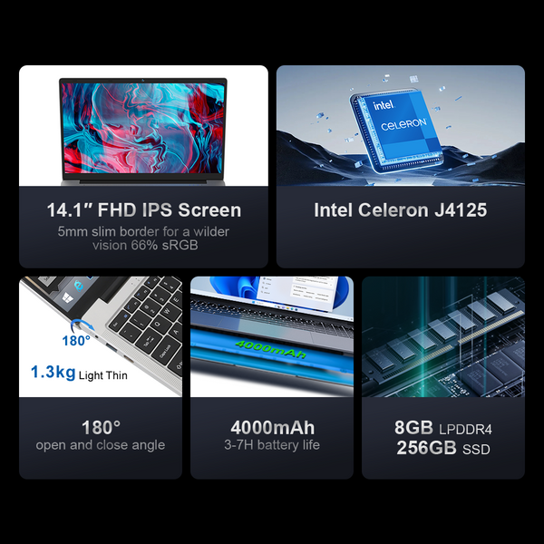 Ninkear  N14 Air laptop 14-inch ips full HD Intel Celeron J4125 processor 8GB DDR4+256GB SSD Windows 11 laptop